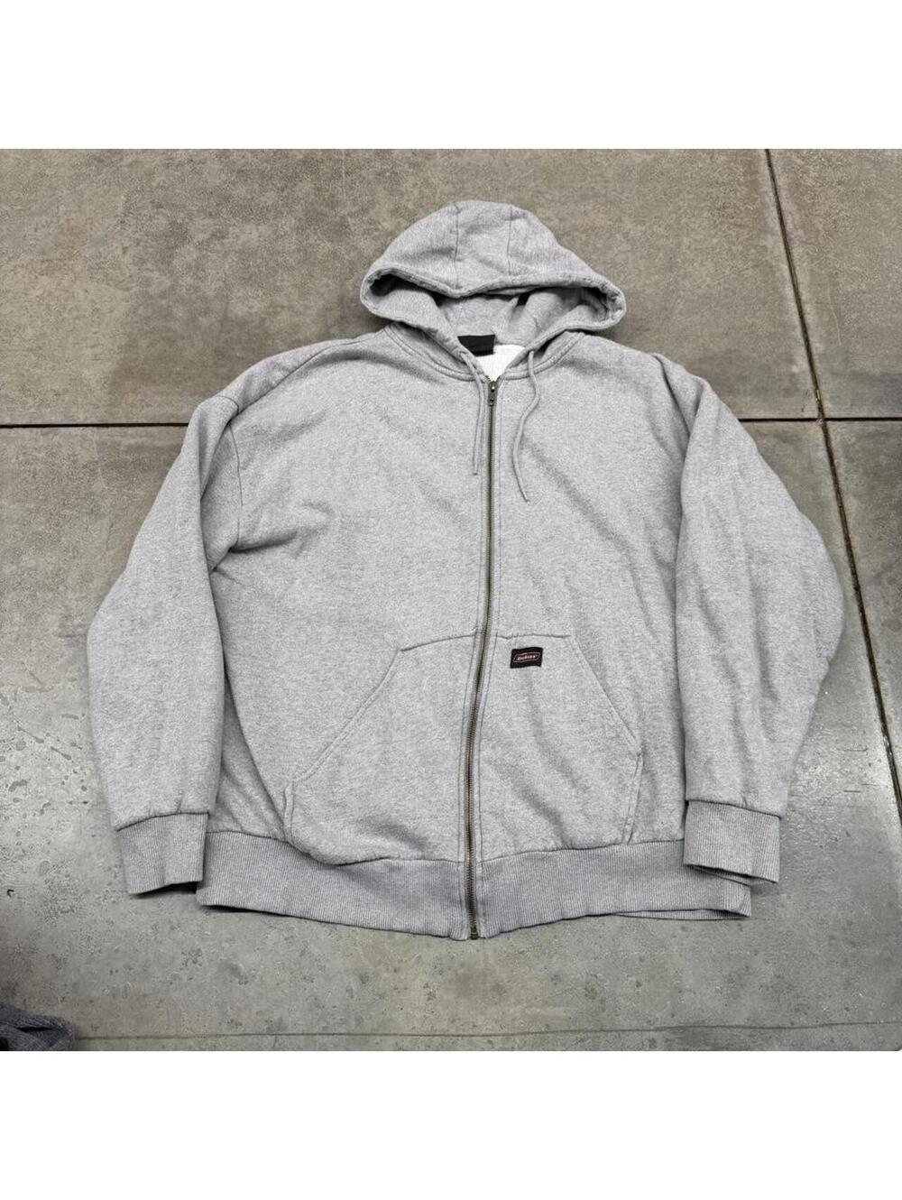 vintage dickies grey thermal lined full zip hoodie size xl